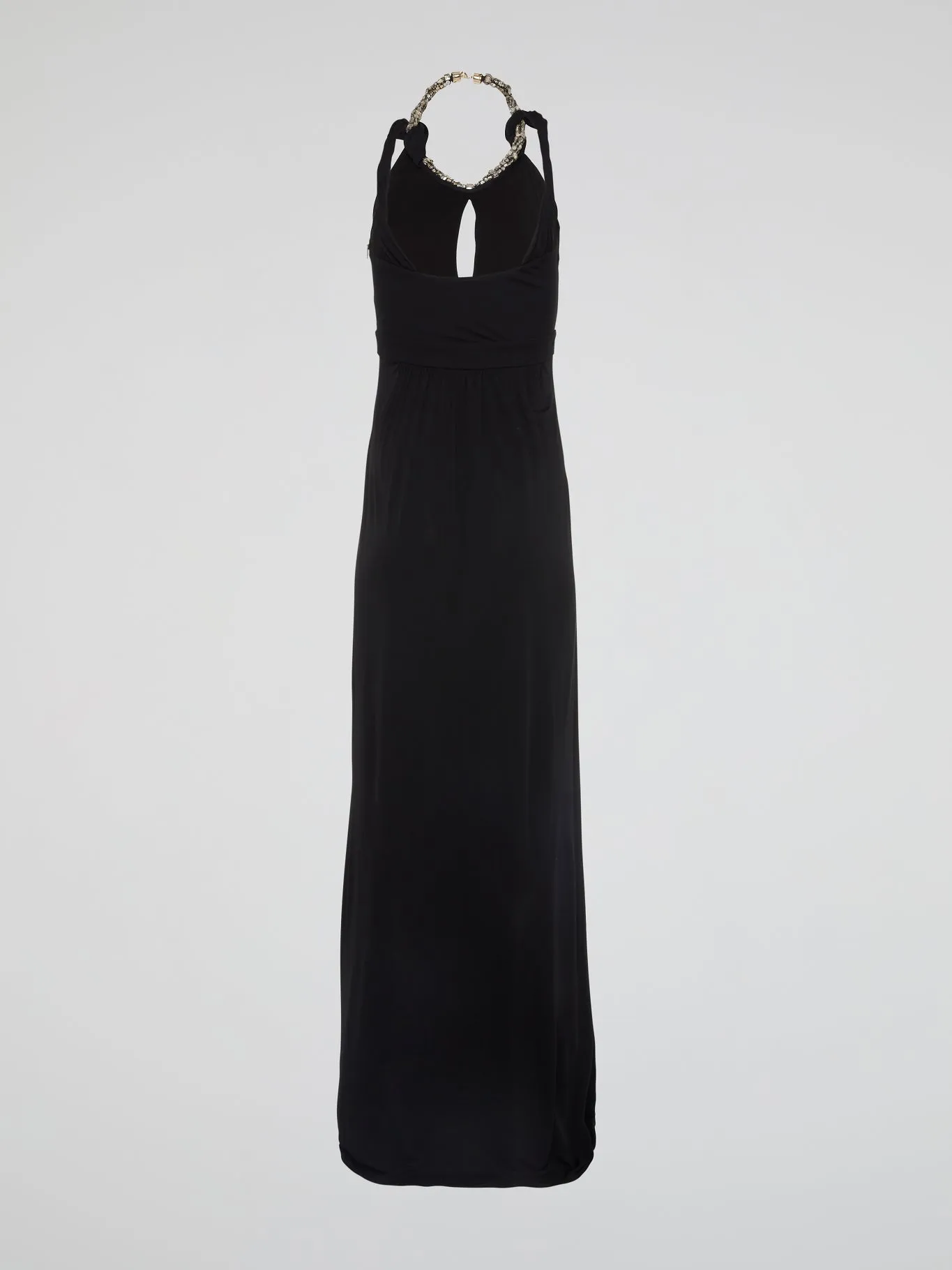 Black Crystal Embellished Halter Neck Maxi Dress