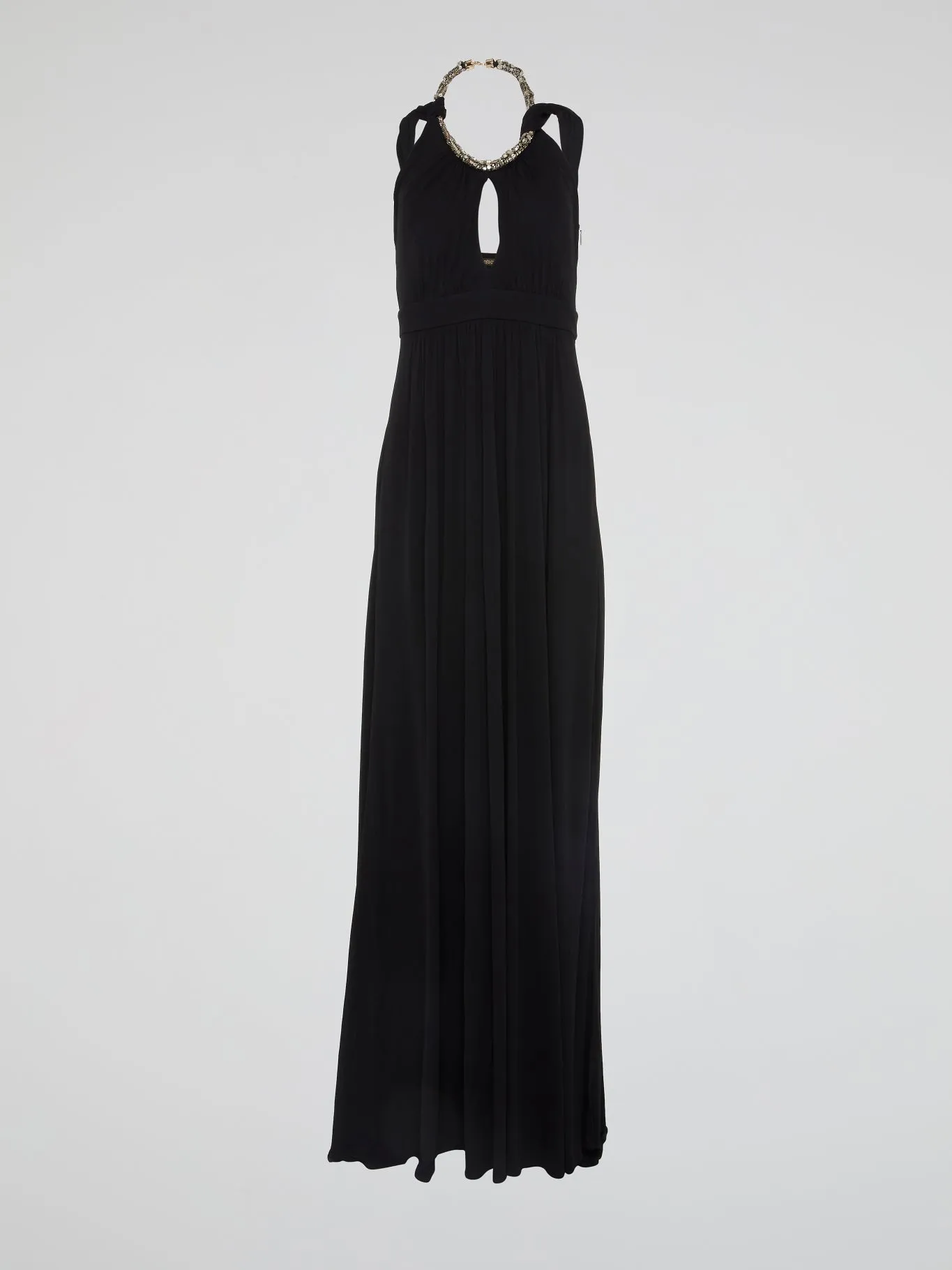 Black Crystal Embellished Halter Neck Maxi Dress