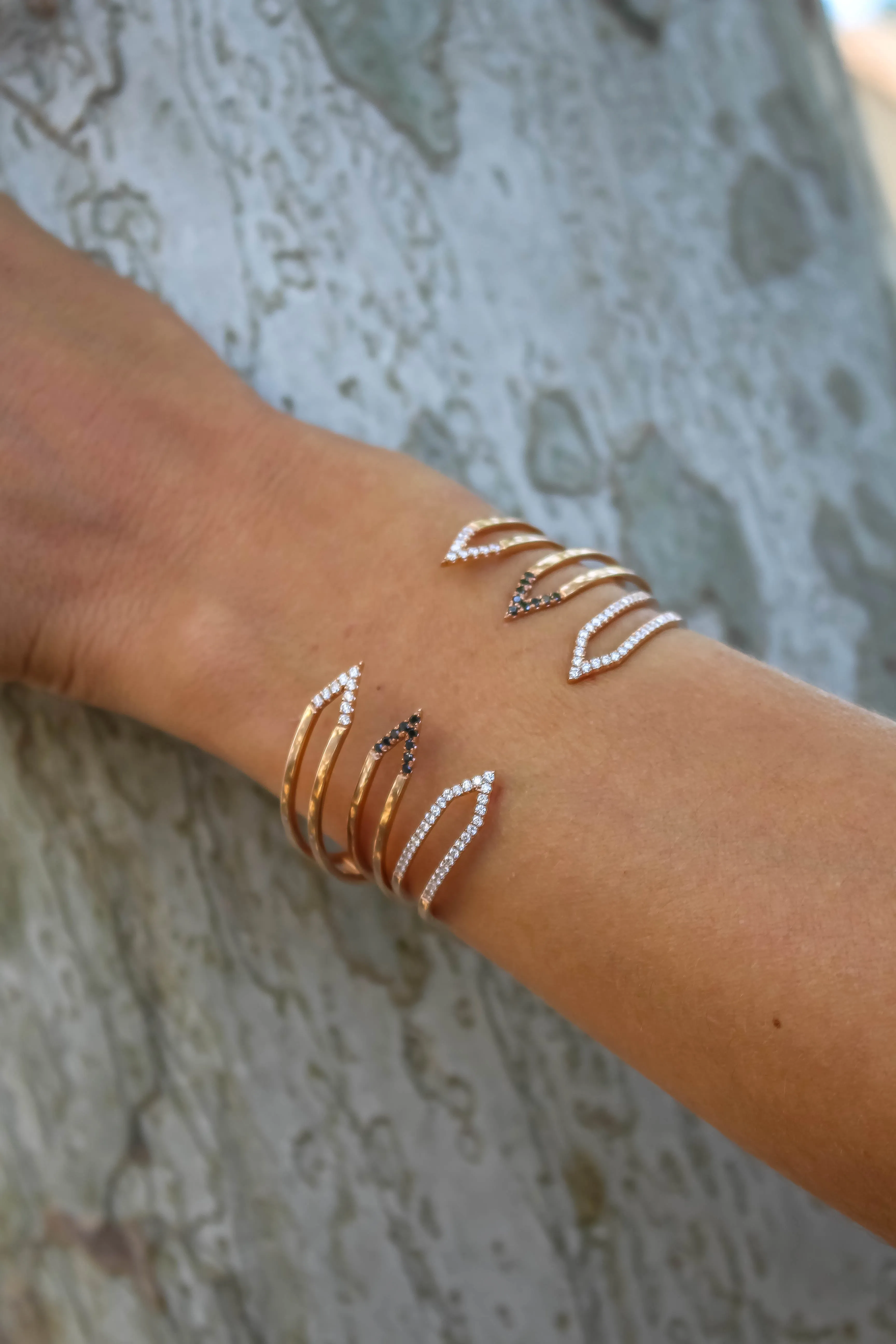 Black Diamond Dagger Cuff | Rose Gold