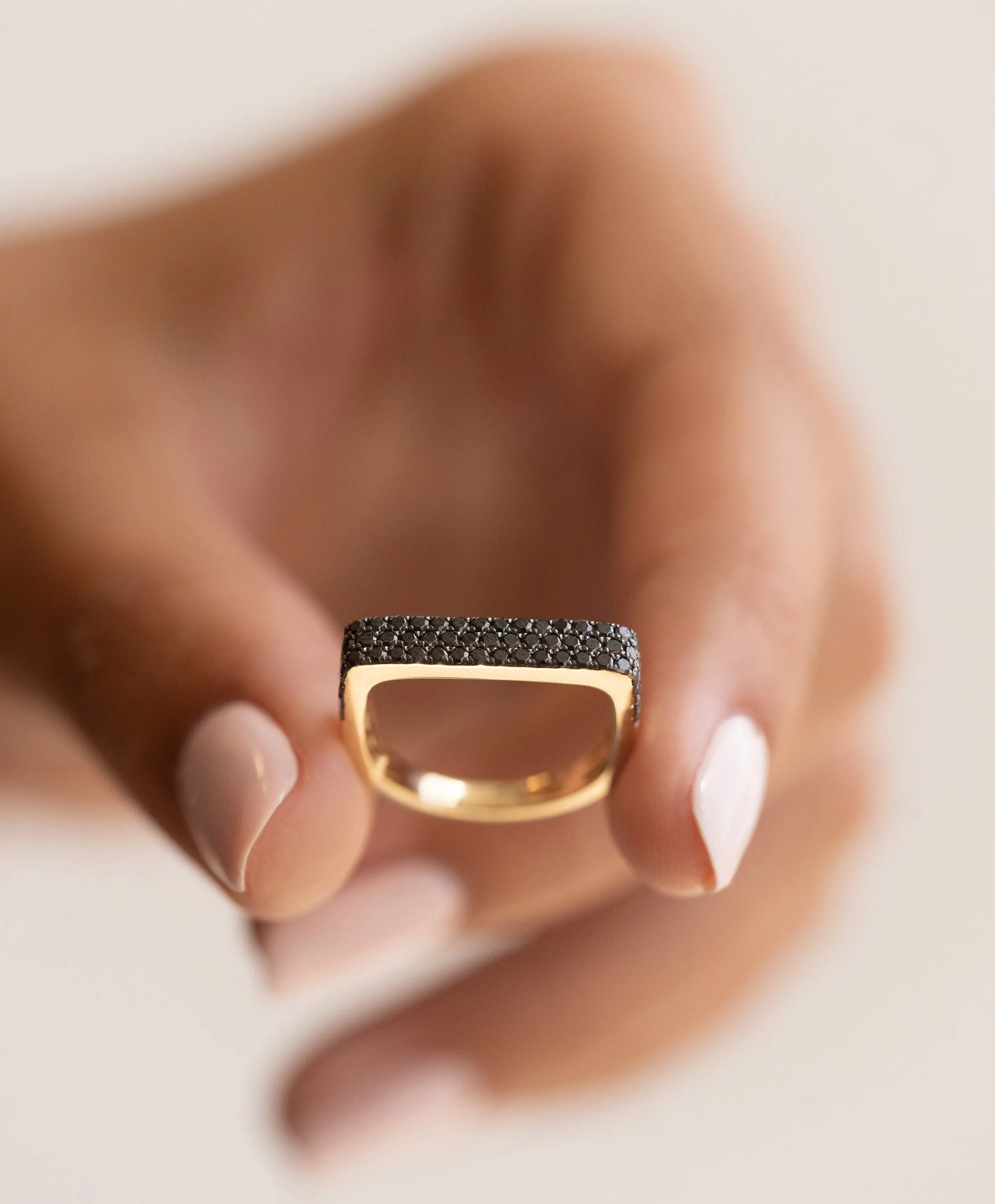 Black Diamond Square Ring