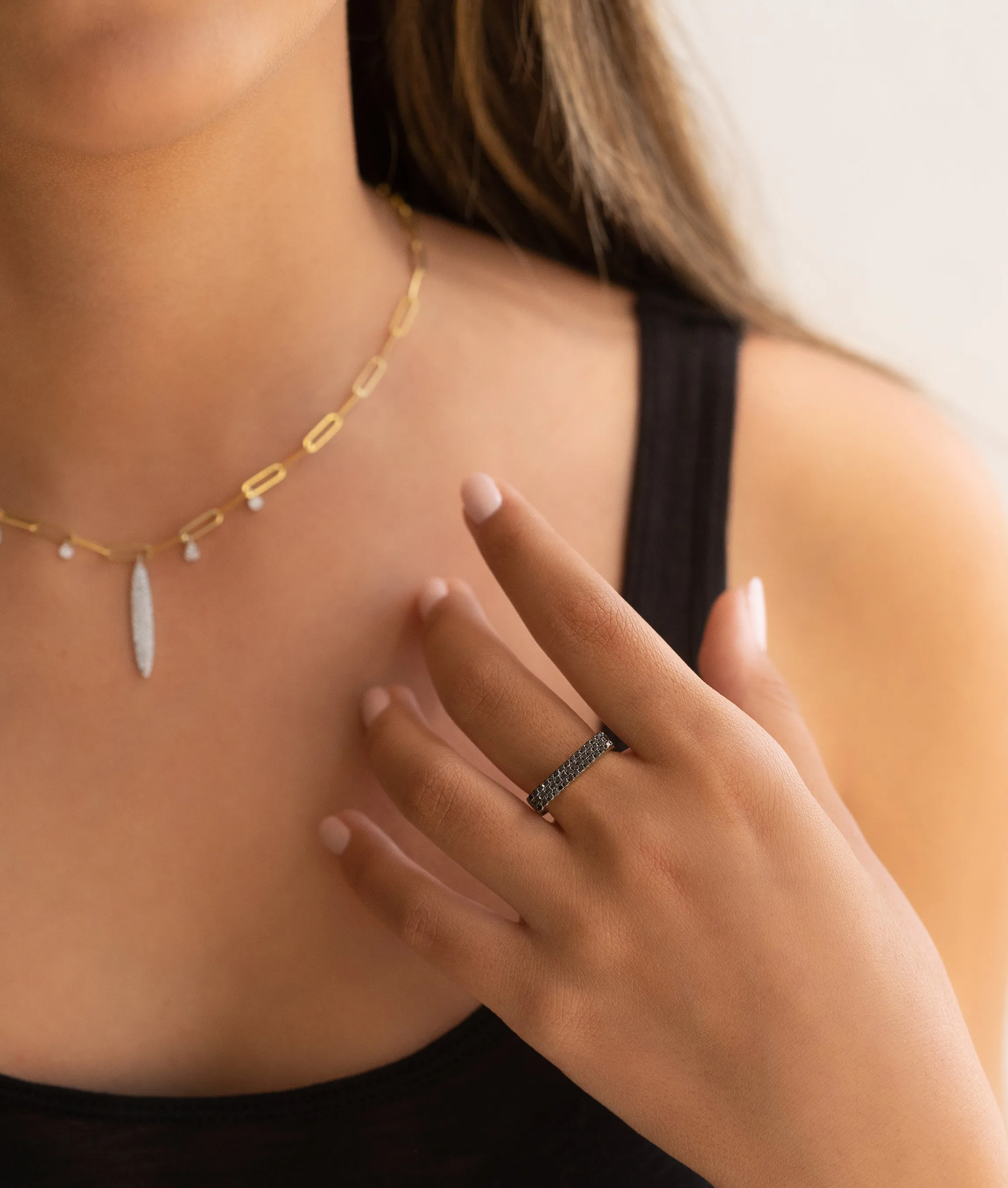 Black Diamond Square Ring