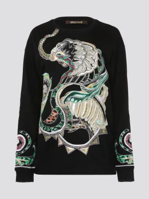 Black Embroidered Sweatshirt