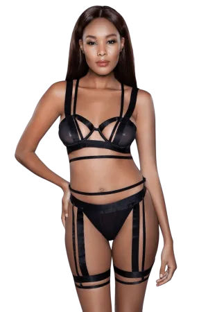 Black Lingerie Set & Thigh Harness Combo