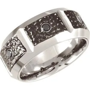 Black PVD Cobalt 1/4 CTW Black Diamond 10 mm Band Size 9.5
