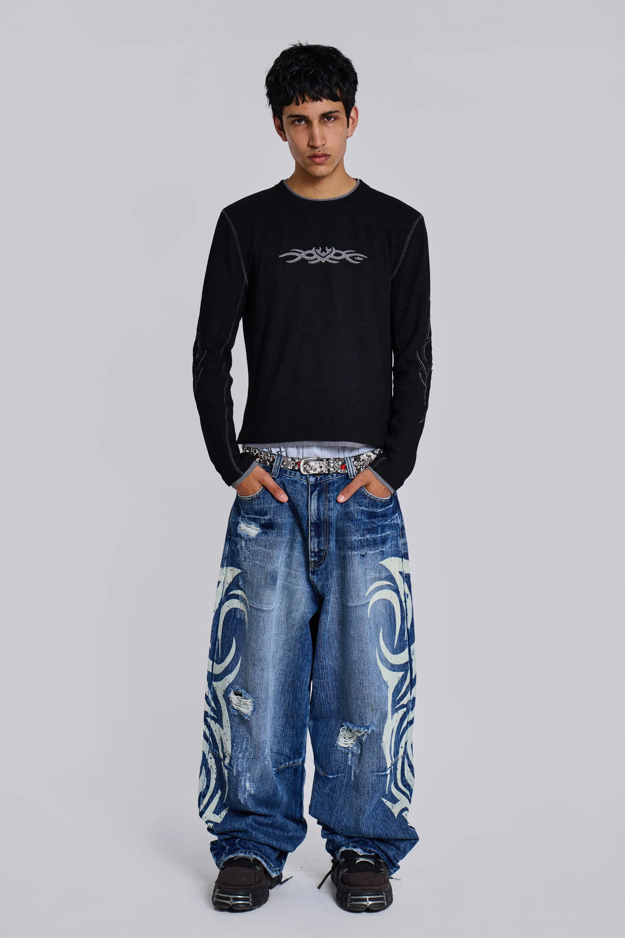 Black Tattoo Applique Tee