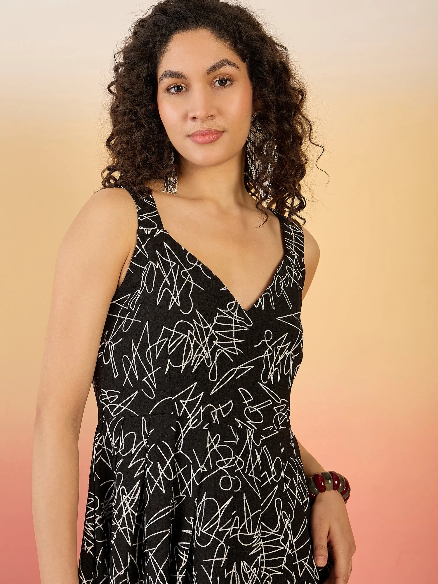 Black White Rubber Sweetheart Dress