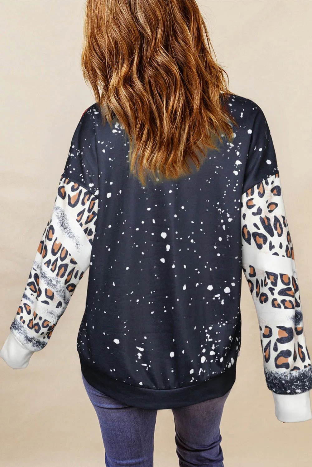 Black you DESERVE the WORLD Slogan Leopard Tie Dye Sweatshirt