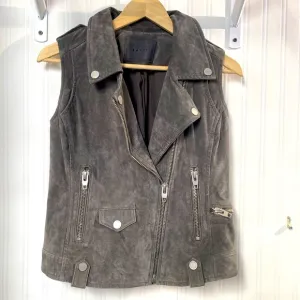 BLANK NYC LEATHER Gray Sleeveless Biker Jacket SZ S