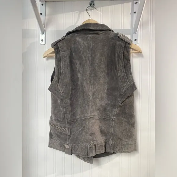 BLANK NYC LEATHER Gray Sleeveless Biker Jacket SZ S