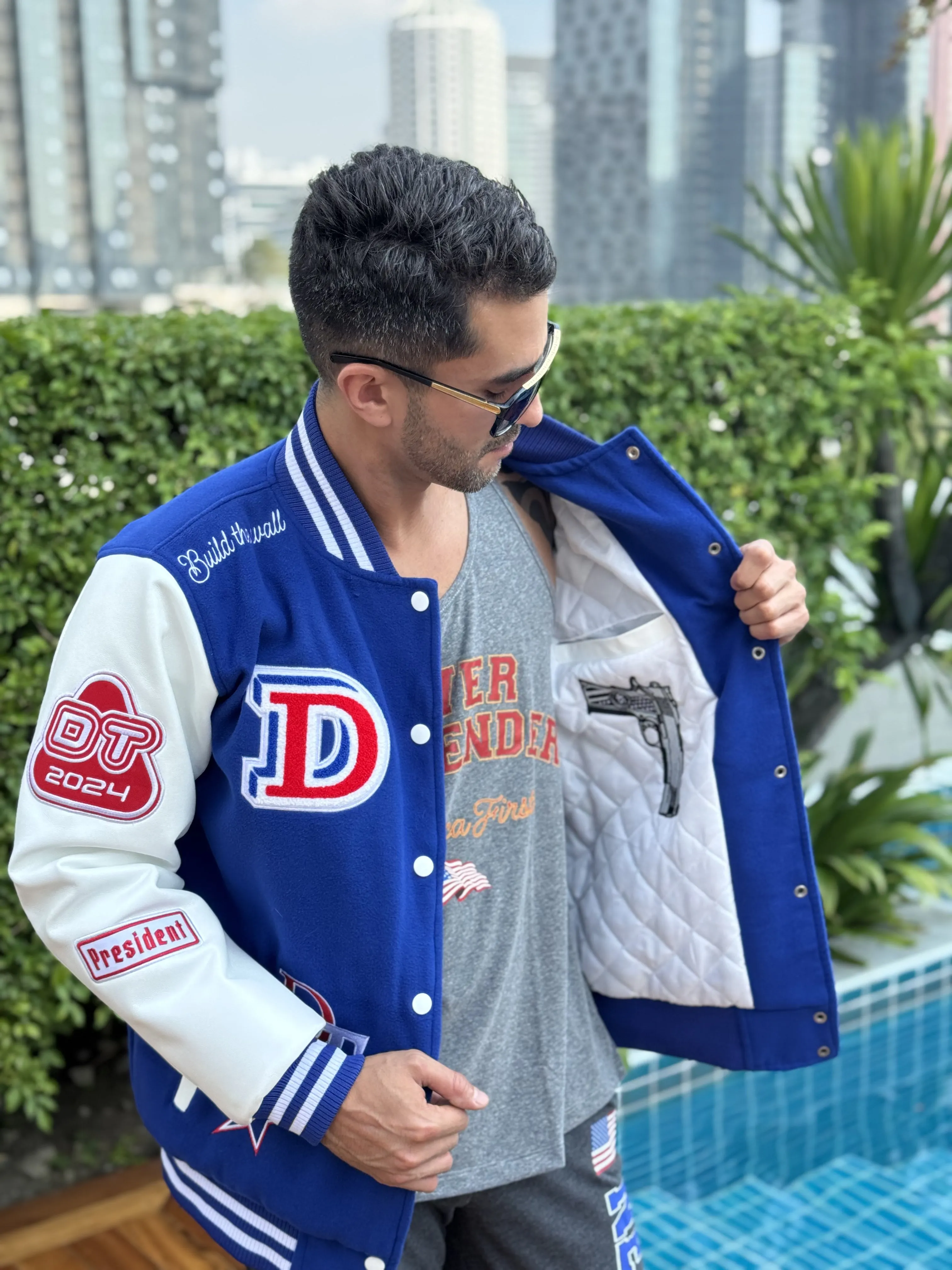 Blue Varsity Jacket Never Surrender Wear