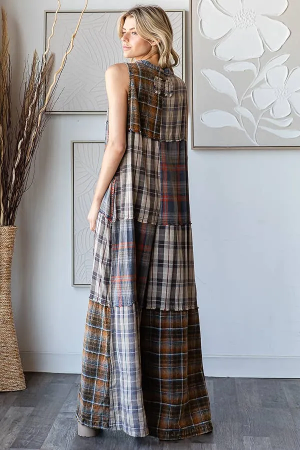 Blue Washed Plaid Oli&Hali Jumpsuit