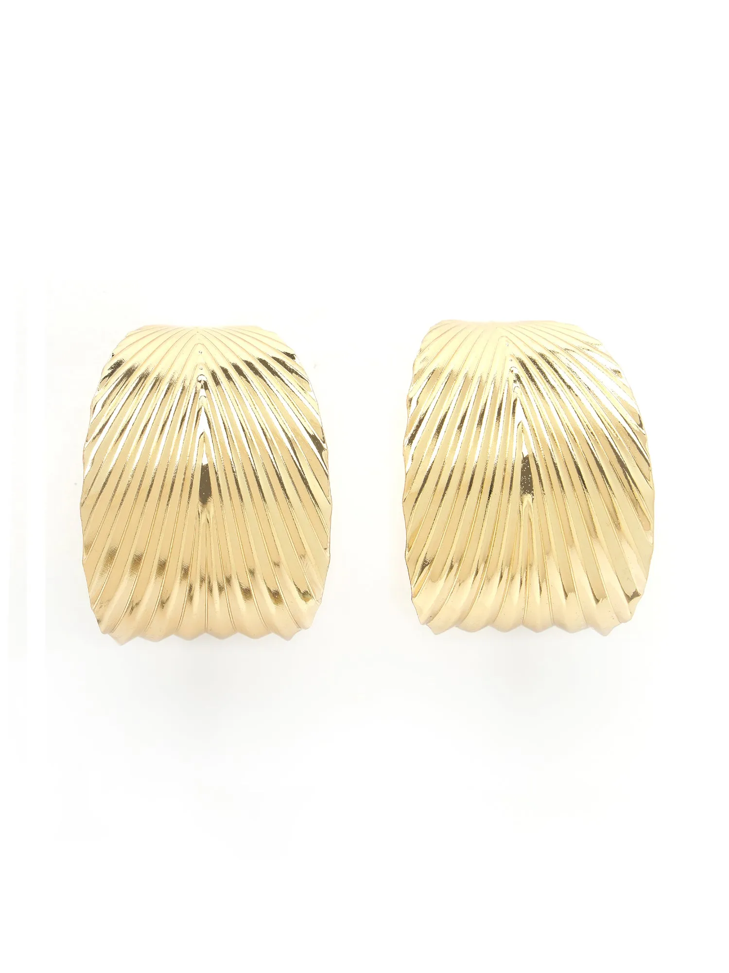 Bohey by KARATCART Gold Plated Graduating Leaf Design Half Hoop Earrings