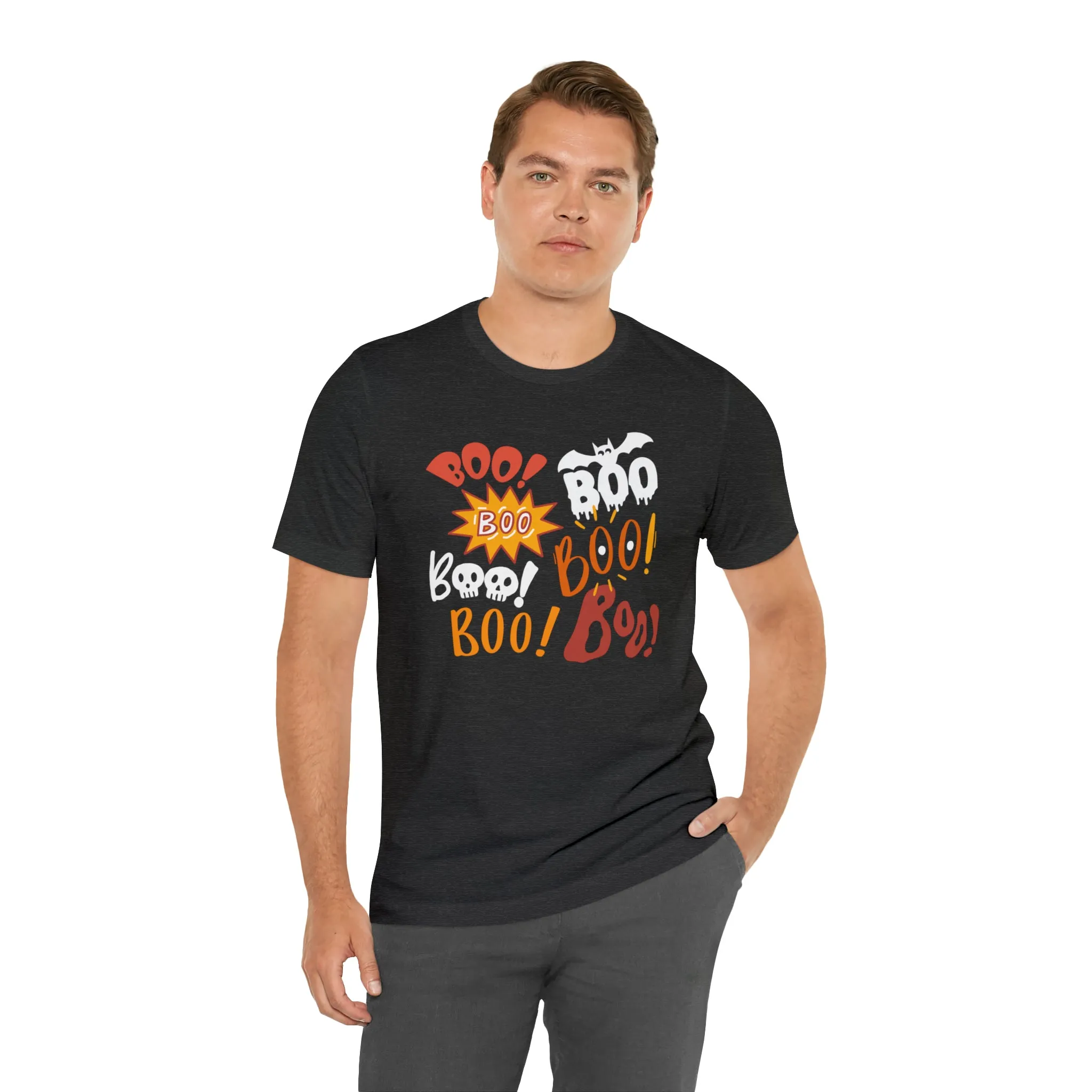 Boo! Boo! Boo! Halloween T-Shirt | Scary Boo Tee |  Bella Canvas 3001Unisex | Creepy Short Sleeve Tshirt