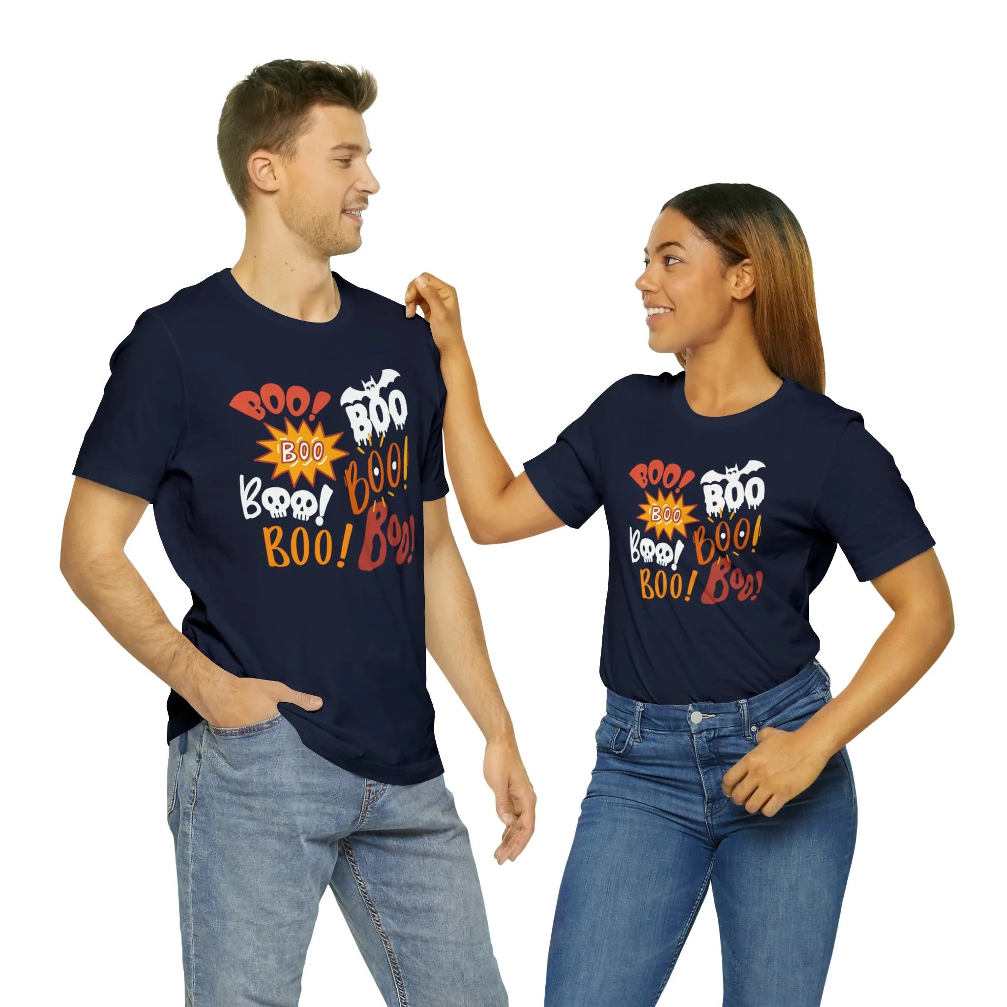 Boo! Boo! Boo! Halloween T-Shirt | Scary Boo Tee |  Bella Canvas 3001Unisex | Creepy Short Sleeve Tshirt