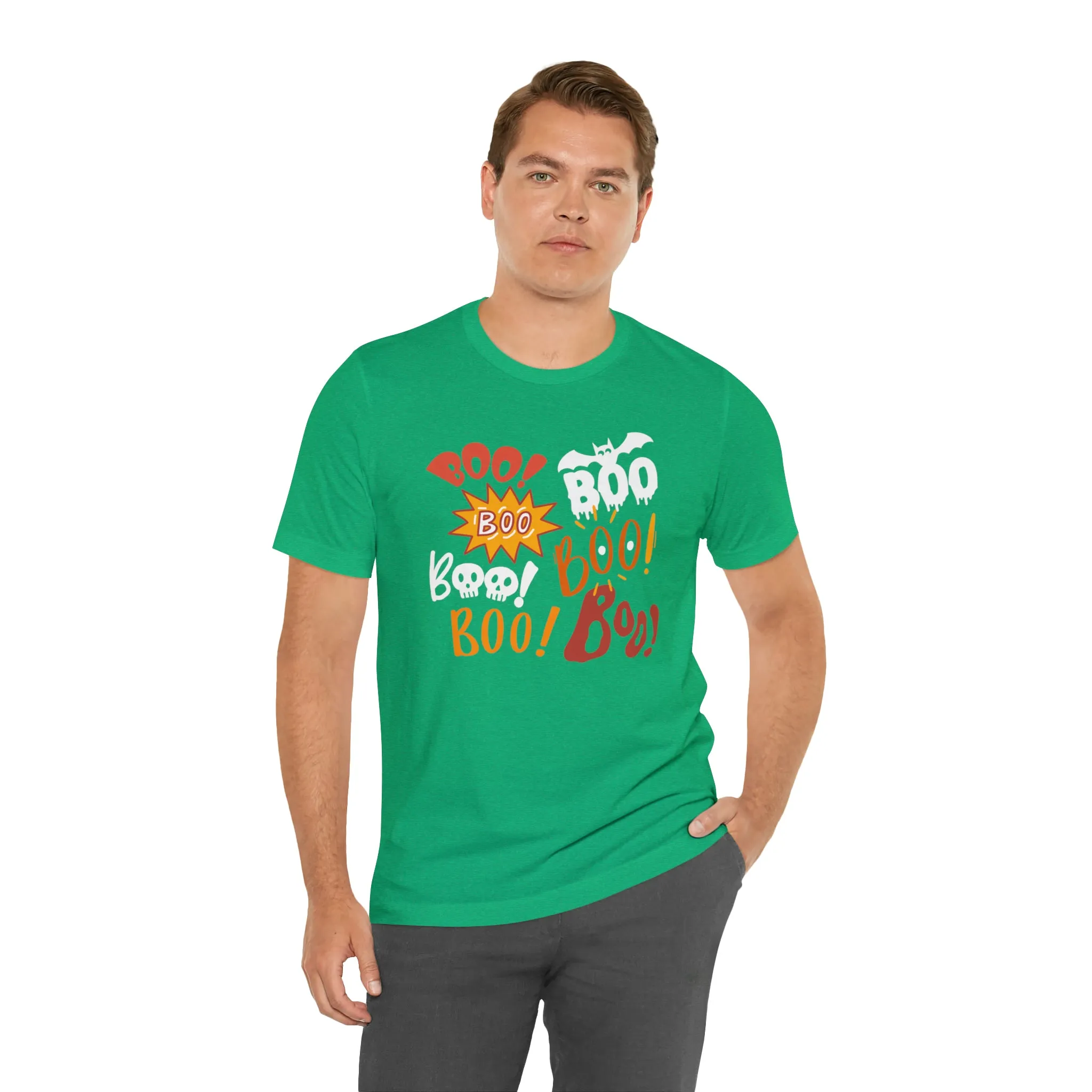 Boo! Boo! Boo! Halloween T-Shirt | Scary Boo Tee |  Bella Canvas 3001Unisex | Creepy Short Sleeve Tshirt