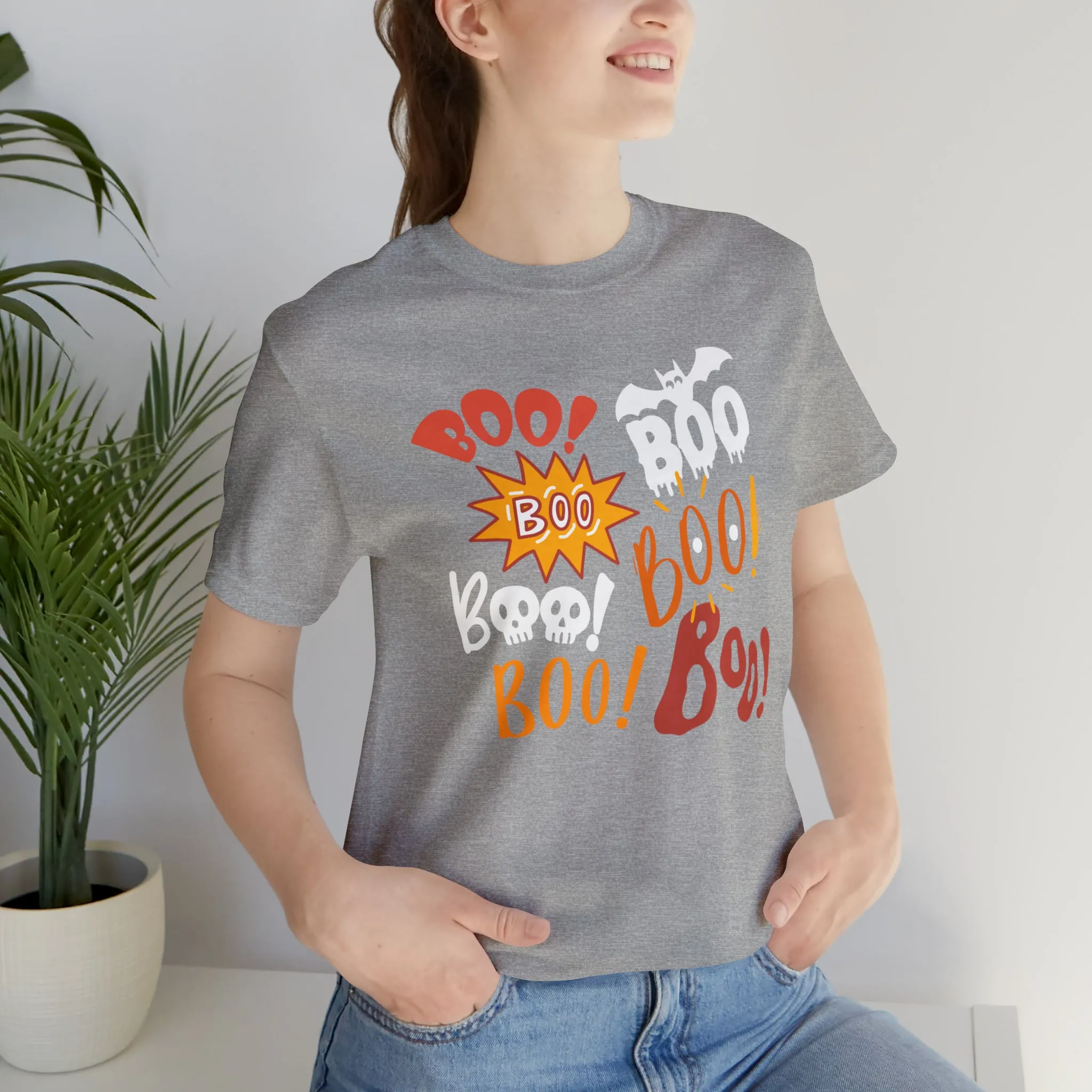 Boo! Boo! Boo! Halloween T-Shirt | Scary Boo Tee |  Bella Canvas 3001Unisex | Creepy Short Sleeve Tshirt
