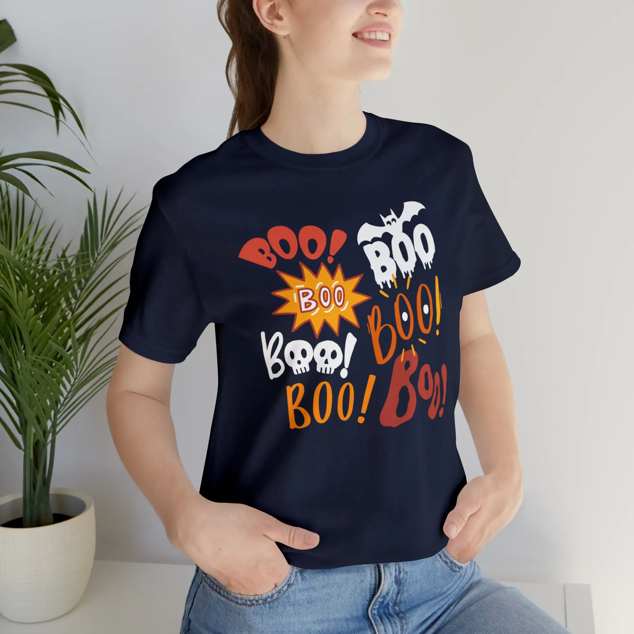 Boo! Boo! Boo! Halloween T-Shirt | Scary Boo Tee |  Bella Canvas 3001Unisex | Creepy Short Sleeve Tshirt