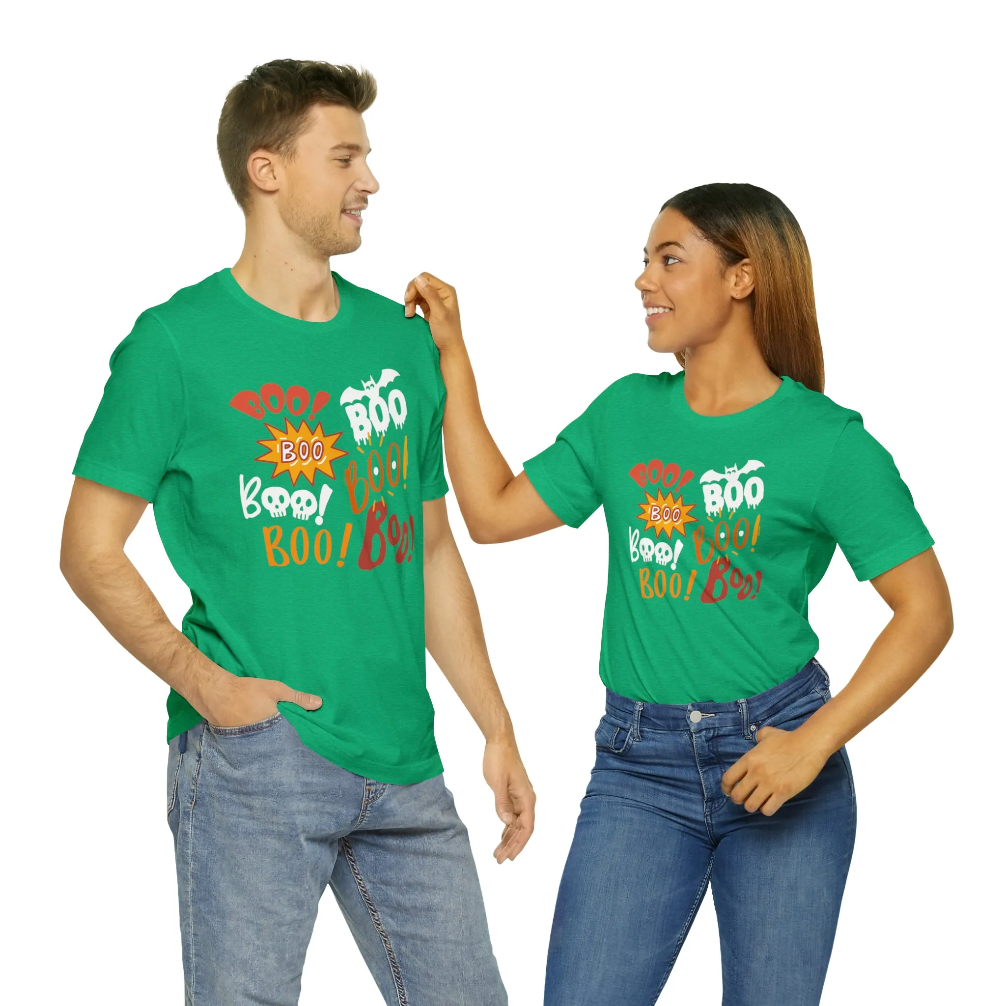 Boo! Boo! Boo! Halloween T-Shirt | Scary Boo Tee |  Bella Canvas 3001Unisex | Creepy Short Sleeve Tshirt