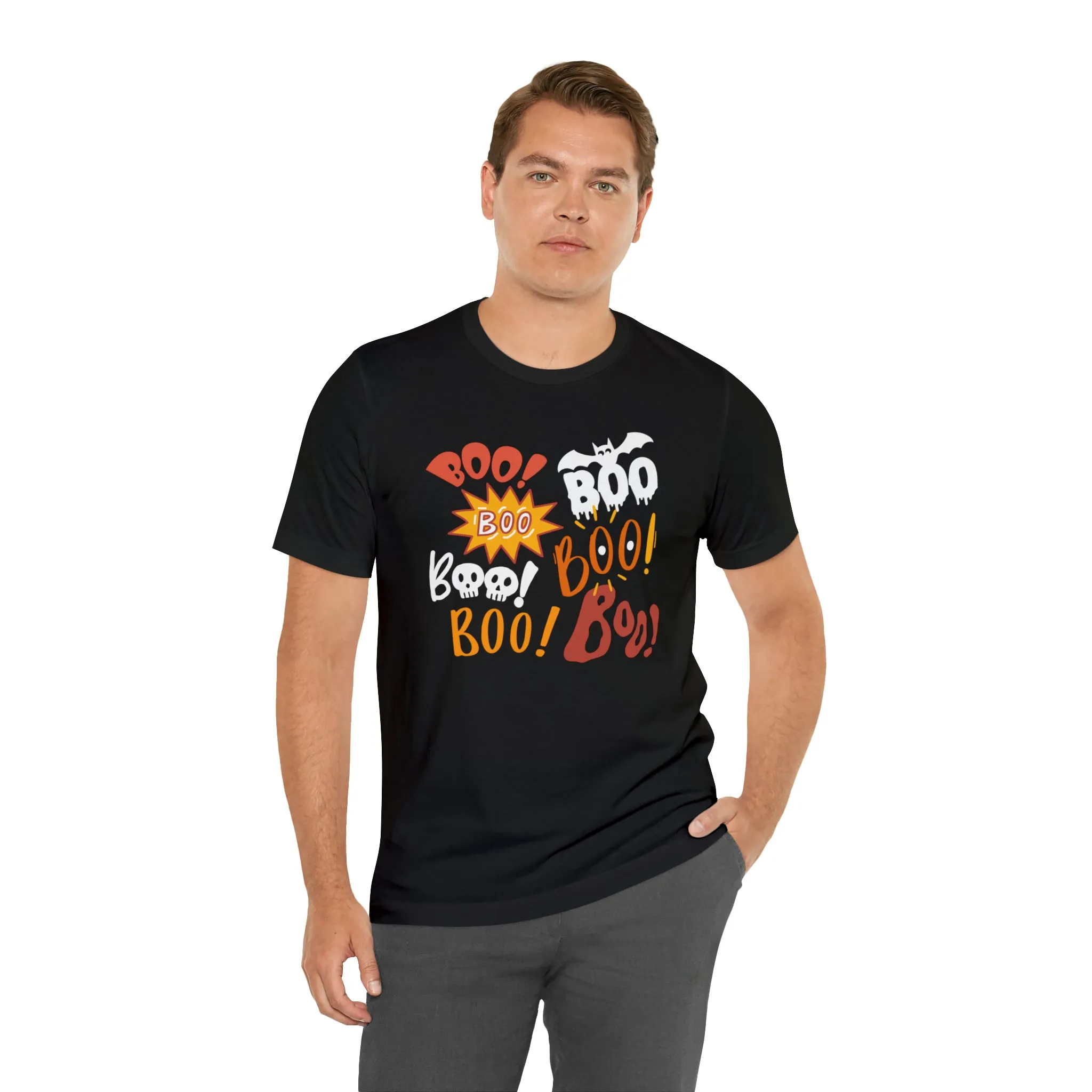 Boo! Boo! Boo! Halloween T-Shirt | Scary Boo Tee |  Bella Canvas 3001Unisex | Creepy Short Sleeve Tshirt