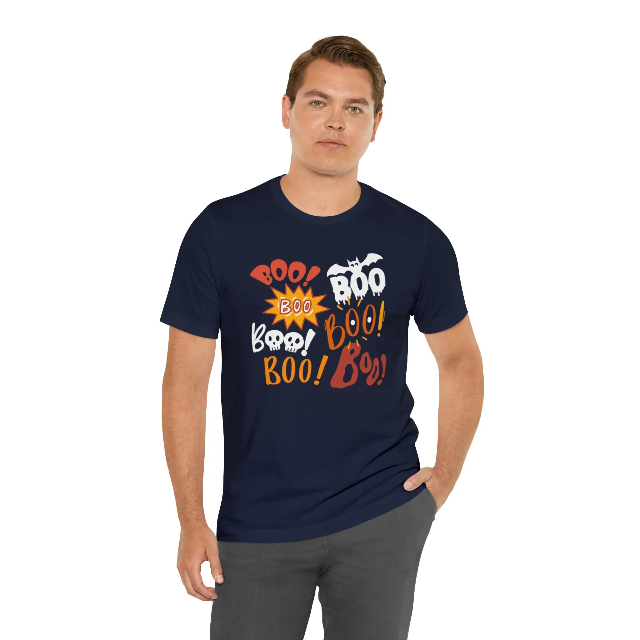 Boo! Boo! Boo! Halloween T-Shirt | Scary Boo Tee |  Bella Canvas 3001Unisex | Creepy Short Sleeve Tshirt
