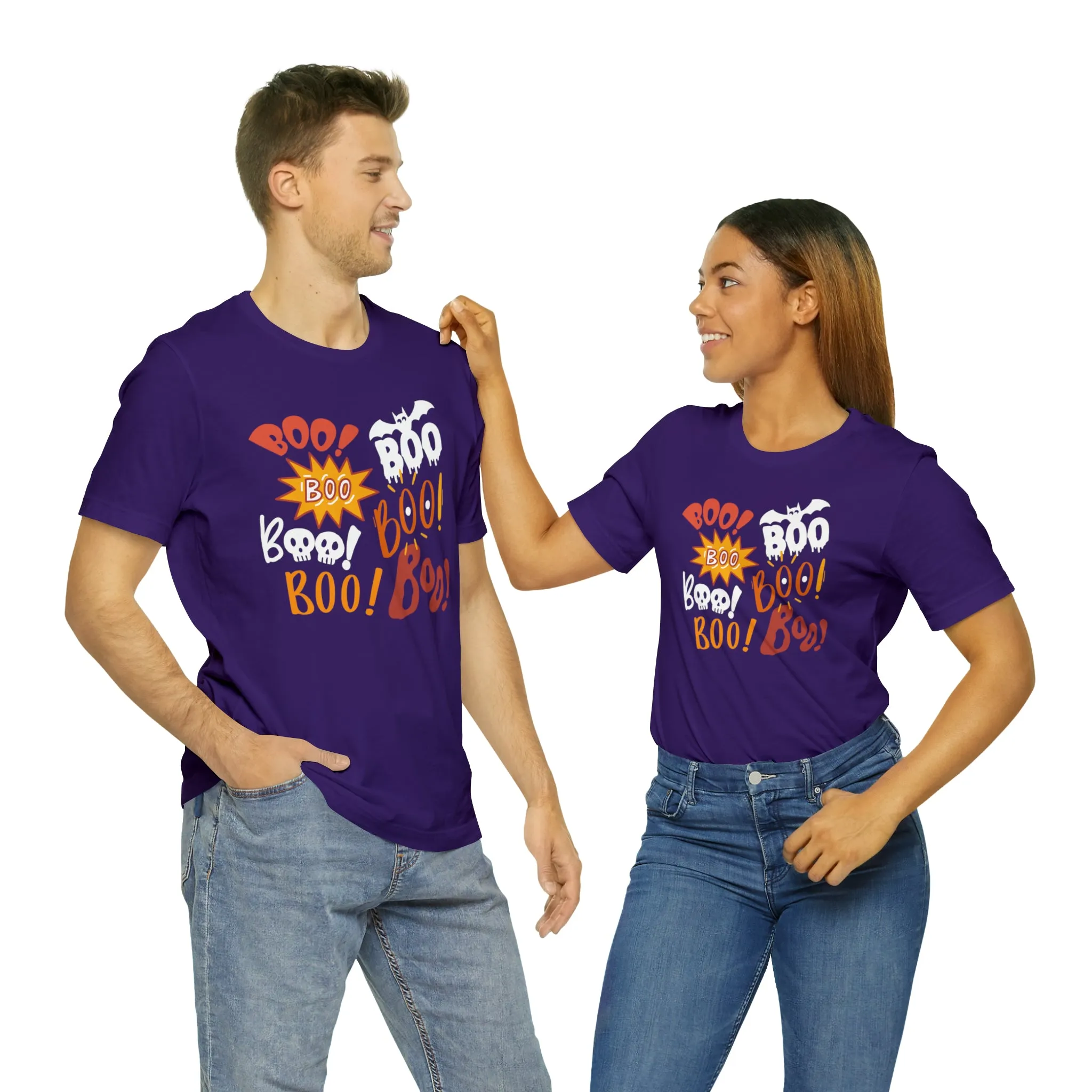 Boo! Boo! Boo! Halloween T-Shirt | Scary Boo Tee |  Bella Canvas 3001Unisex | Creepy Short Sleeve Tshirt