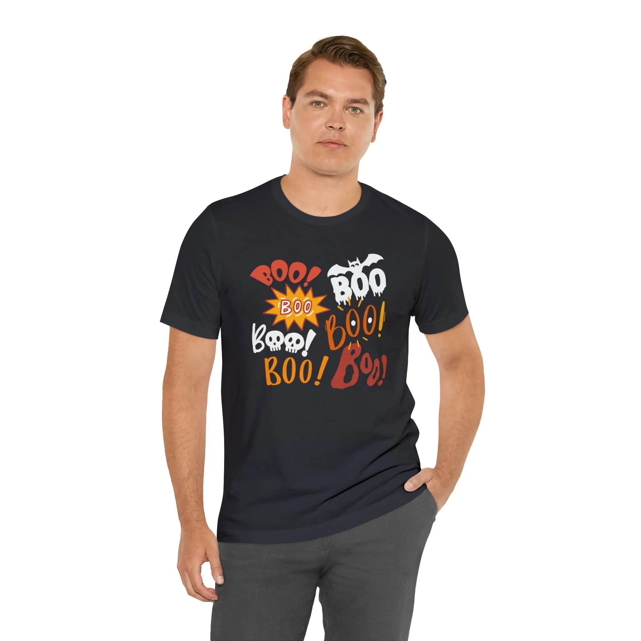 Boo! Boo! Boo! Halloween T-Shirt | Scary Boo Tee |  Bella Canvas 3001Unisex | Creepy Short Sleeve Tshirt