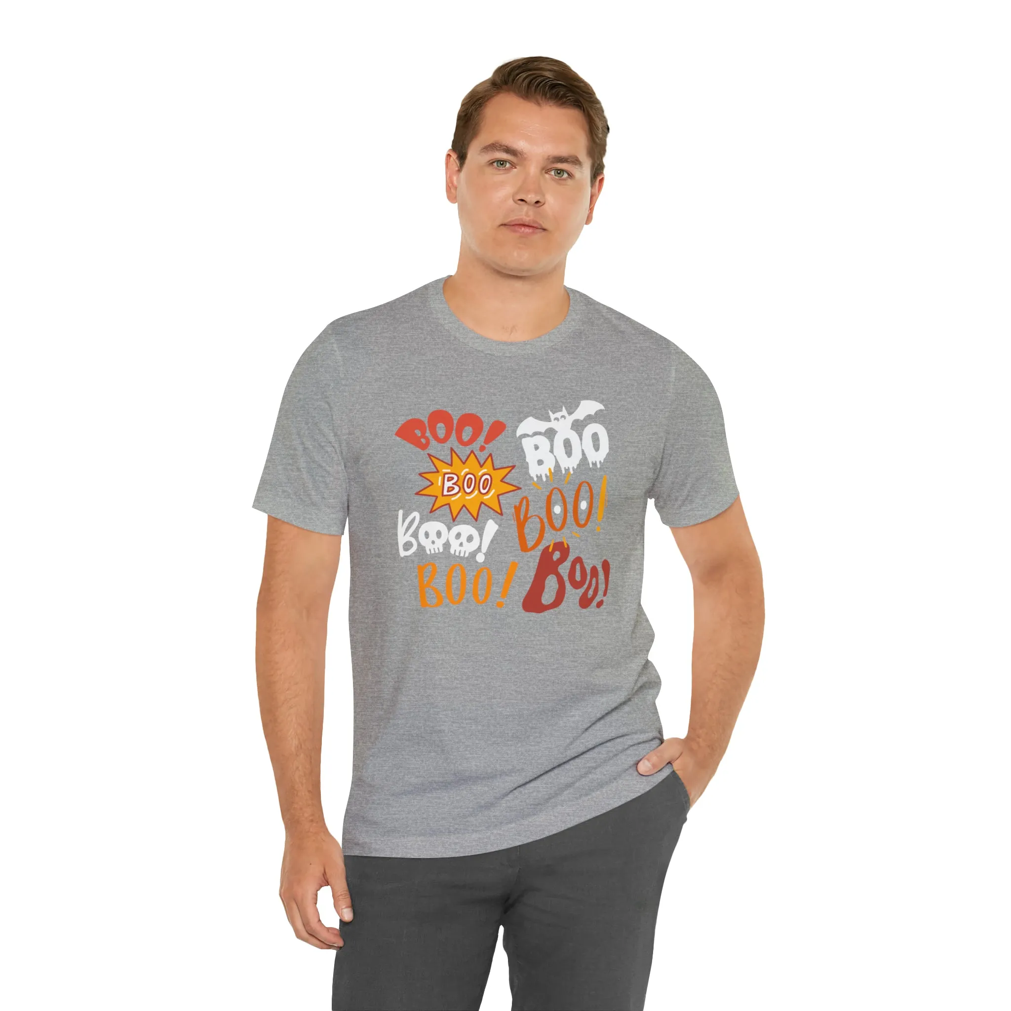 Boo! Boo! Boo! Halloween T-Shirt | Scary Boo Tee |  Bella Canvas 3001Unisex | Creepy Short Sleeve Tshirt