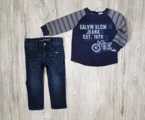 BOY SIZE 2/3 YEARS - CALVIN KLEIN & BABY GAP, 2 Piece Mix N Match Fall Outfit EUC B7