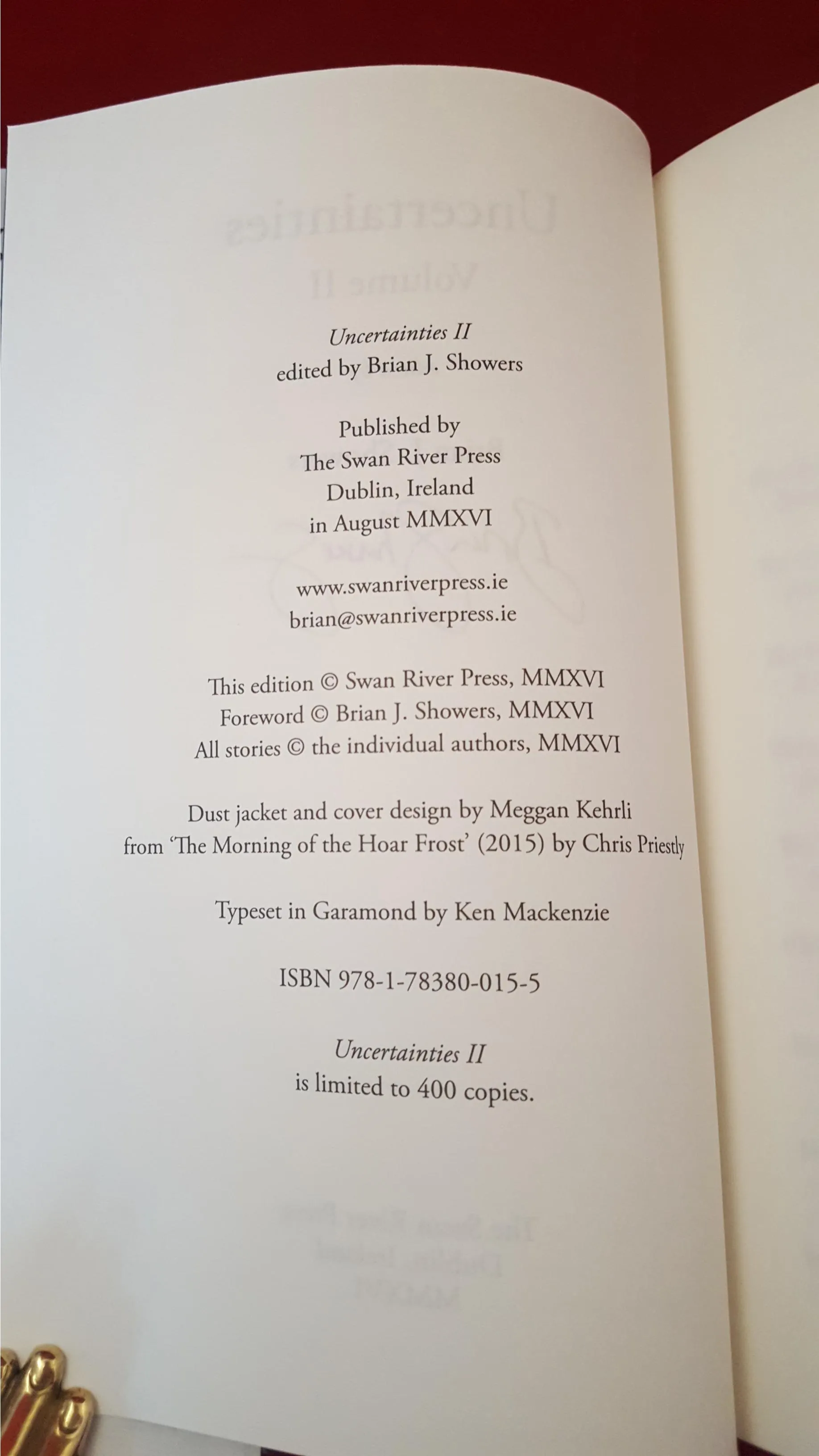 Brian J Showers Editor - Uncertainties Volume 1 and Volume 2, The Swan River Press, Signed, Limited