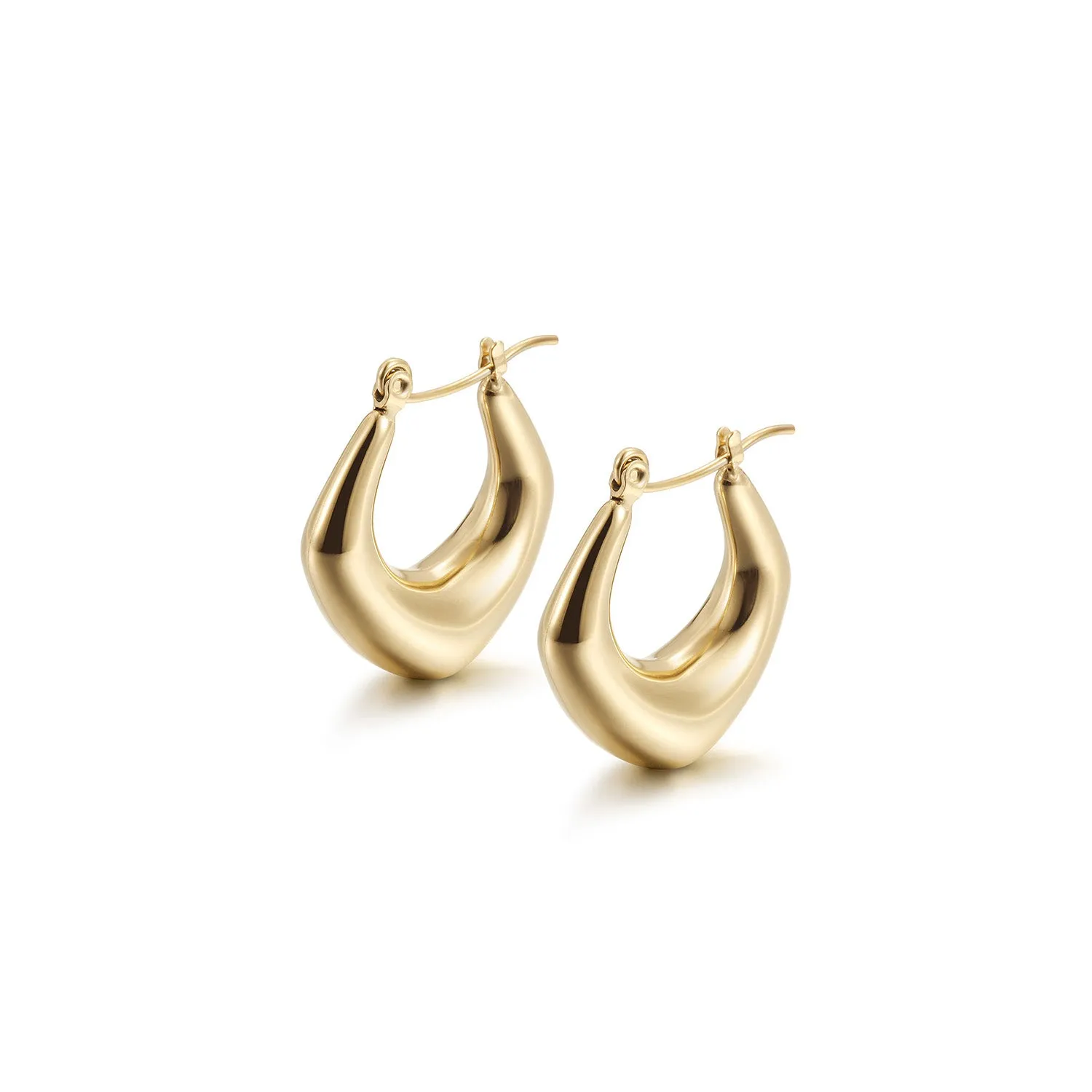 C-shaped smooth earrings-SCE483STGC