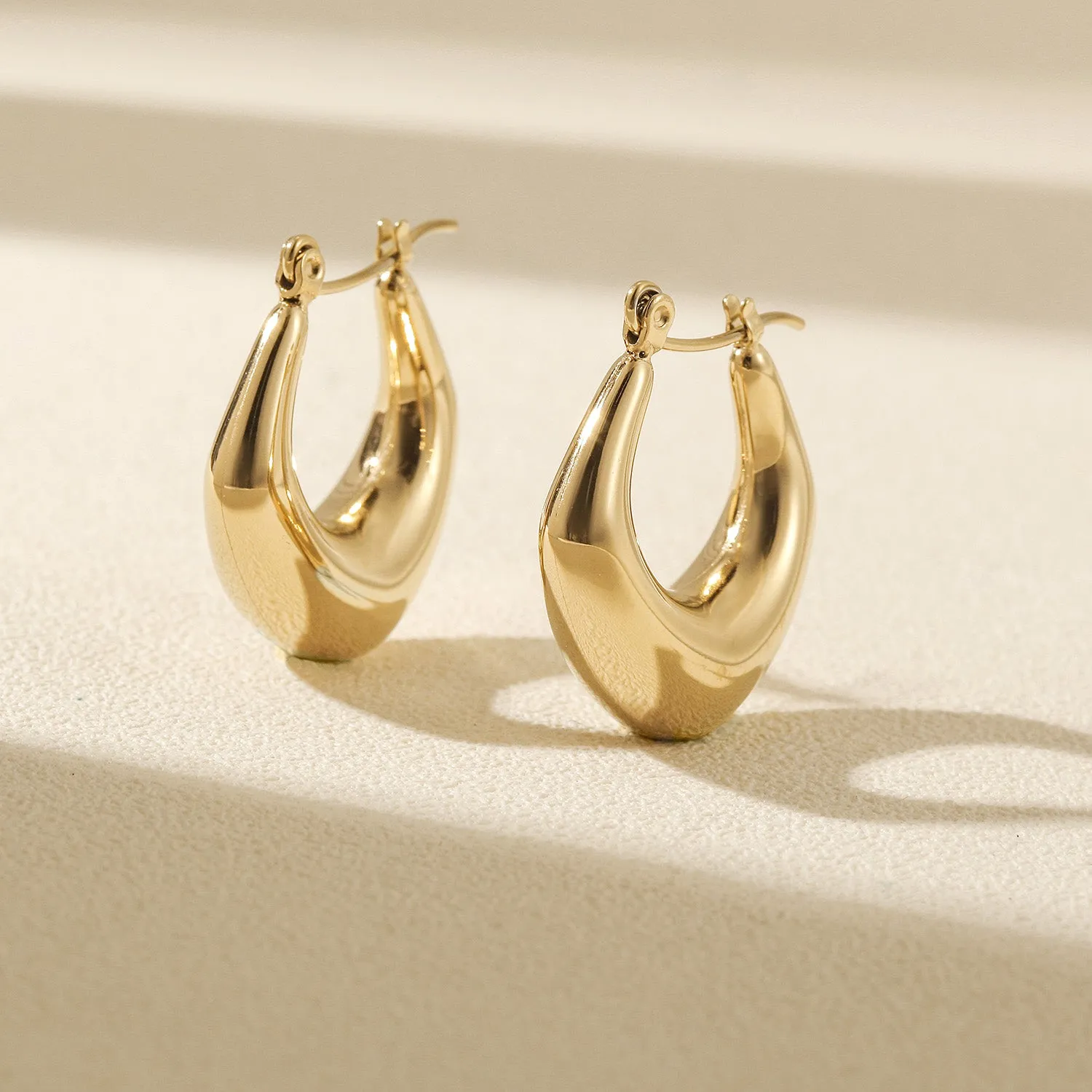 C-shaped smooth earrings-SCE483STGC