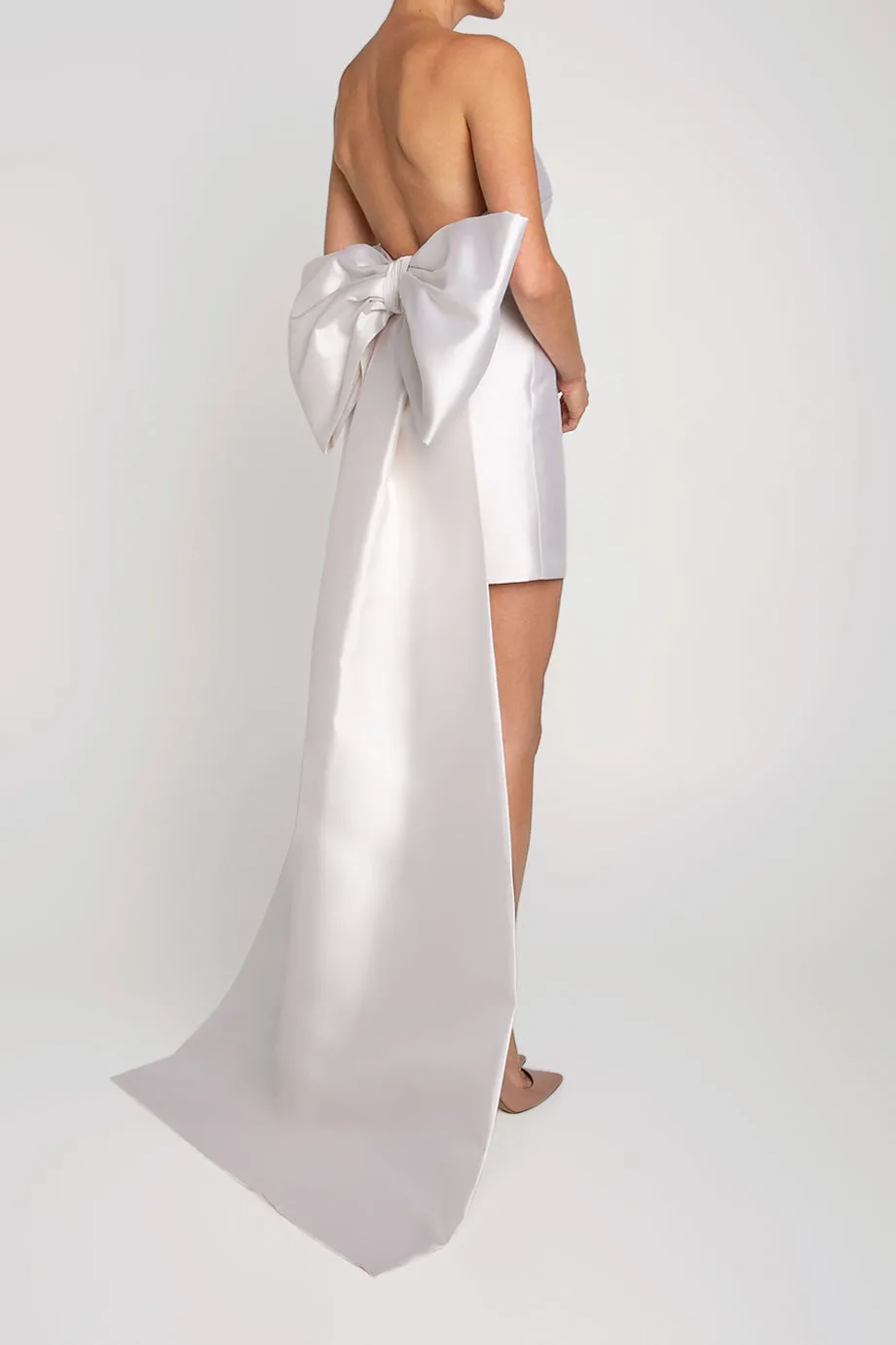 Camille Silk and Wool Mini Dress with Removable Train