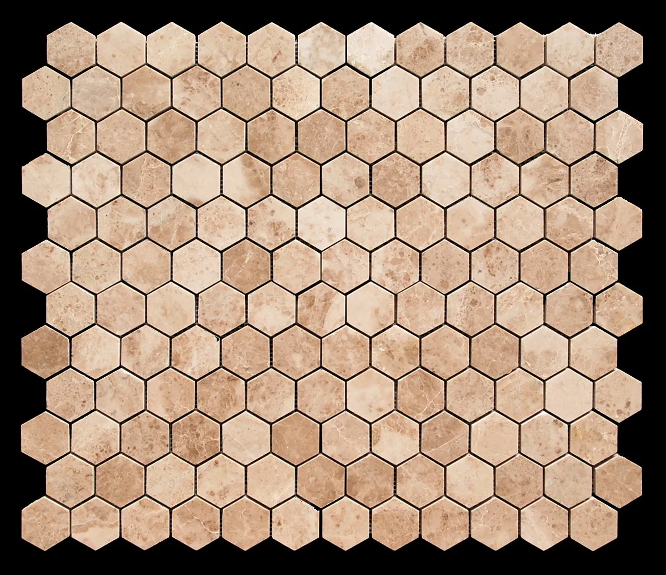Cappuccino Marble Polished 2-inch Hexagon Mosaic Tile - Box of 5 sq. ft.