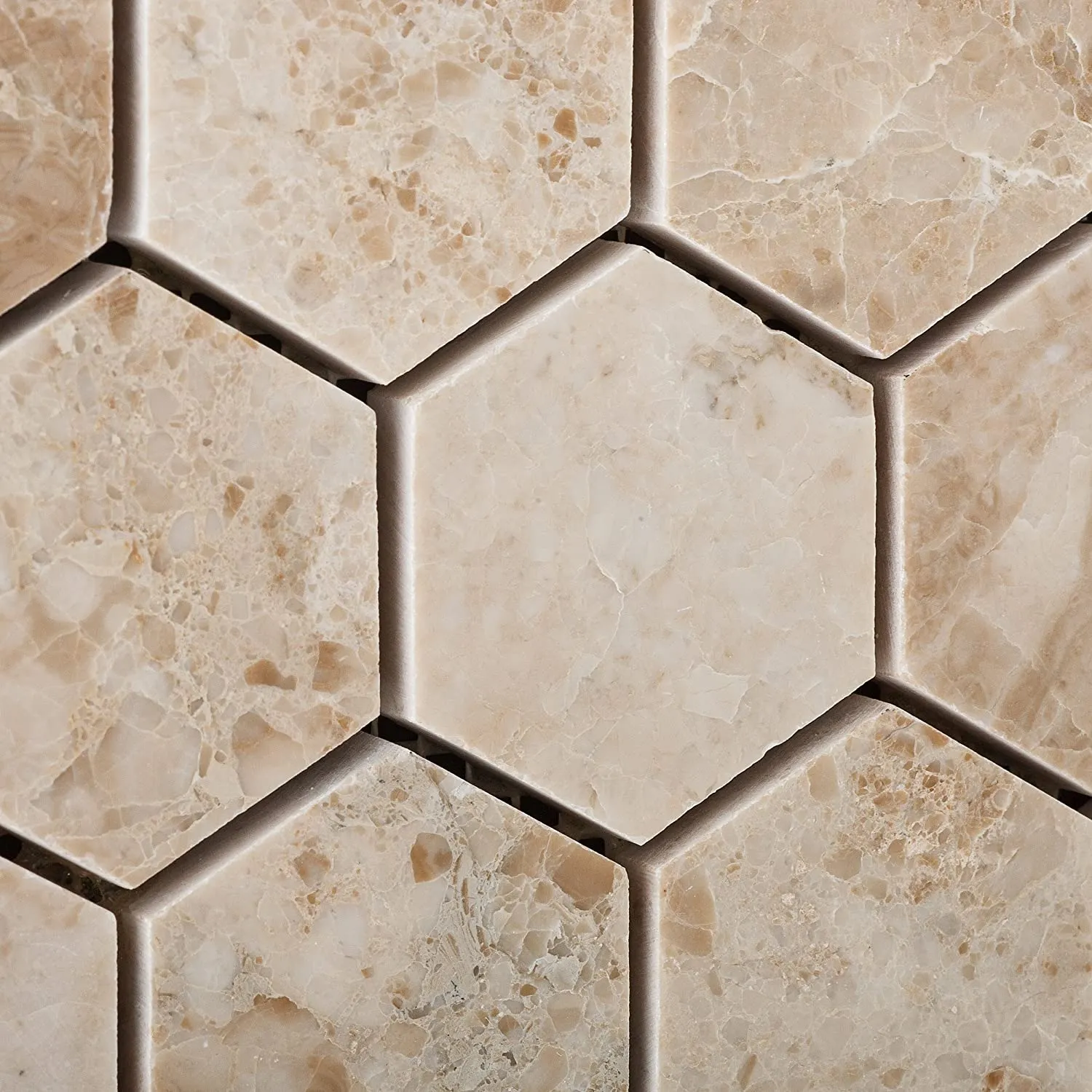 Cappuccino Marble Polished 2-inch Hexagon Mosaic Tile - Box of 5 sq. ft.