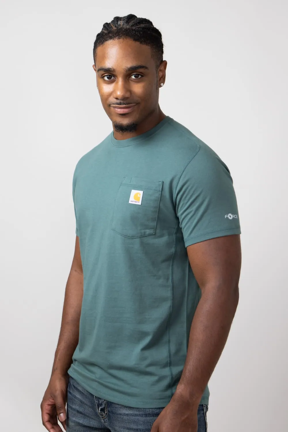 Carhartt Force Relaxed Fit Midweight Pocket T-Shirt for Men in Frosted Balsam | 106652-GH6-BALSAM