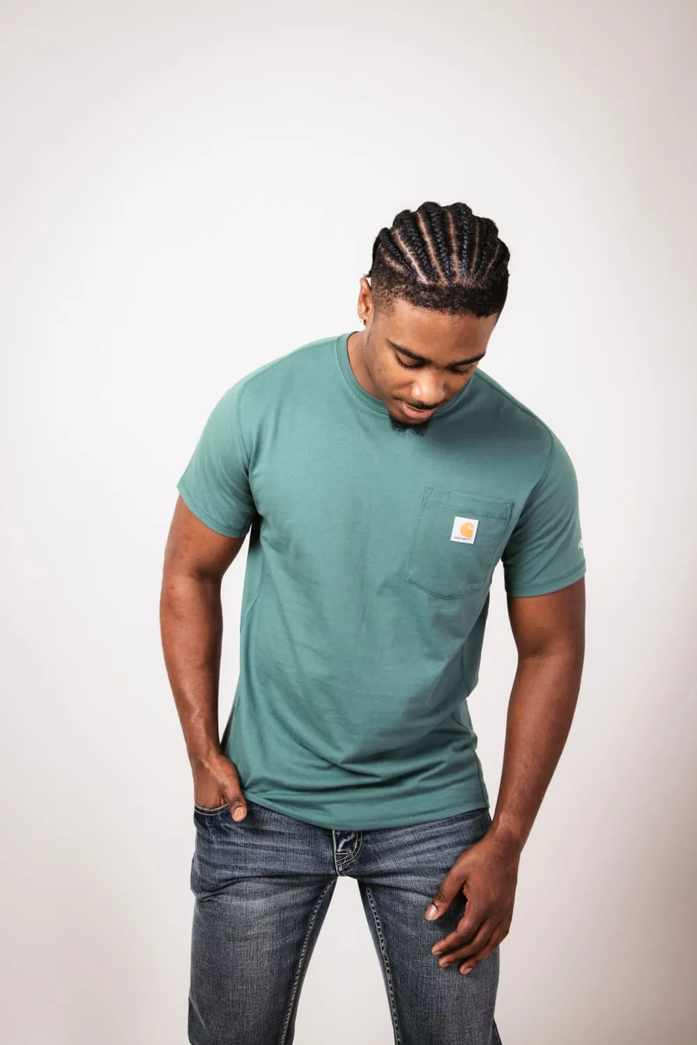 Carhartt Force Relaxed Fit Midweight Pocket T-Shirt for Men in Frosted Balsam | 106652-GH6-BALSAM