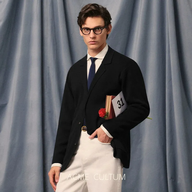 Cashmere Suit-Collar Cardigan