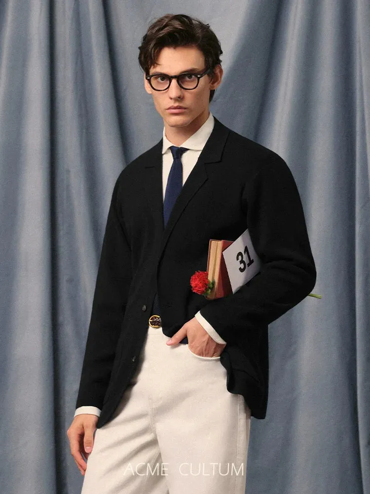Cashmere Suit-Collar Cardigan