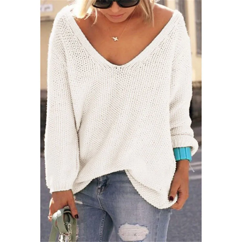Casual slim autumn sweater V neck loose solid 6 colors women's sweaters and pullovers knitwear jumper ladies pullover