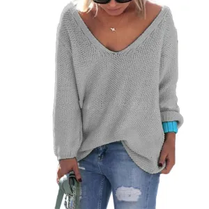 Casual slim autumn sweater V neck loose solid 6 colors women's sweaters and pullovers knitwear jumper ladies pullover