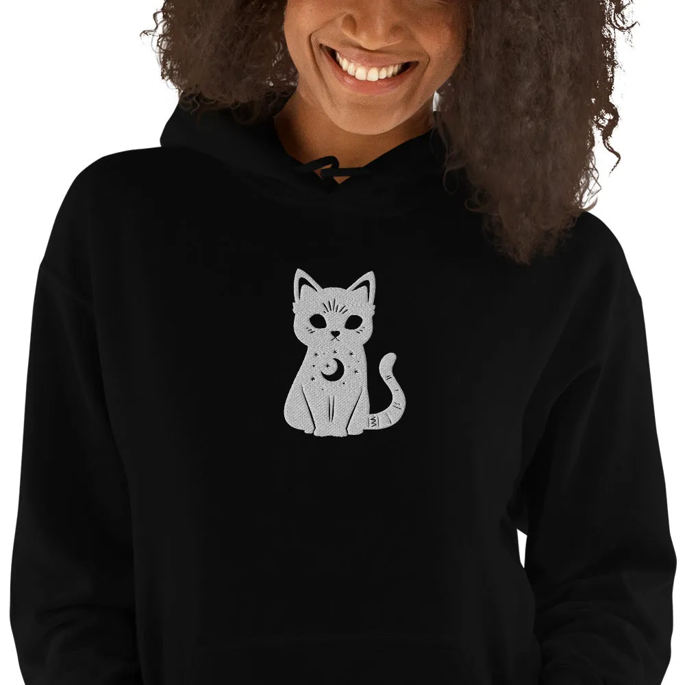 Celestial Cat Embroidered Hoodie