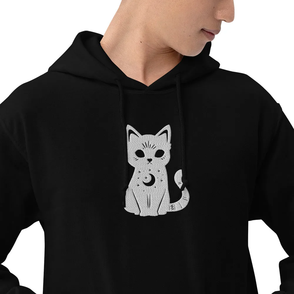 Celestial Cat Embroidered Hoodie