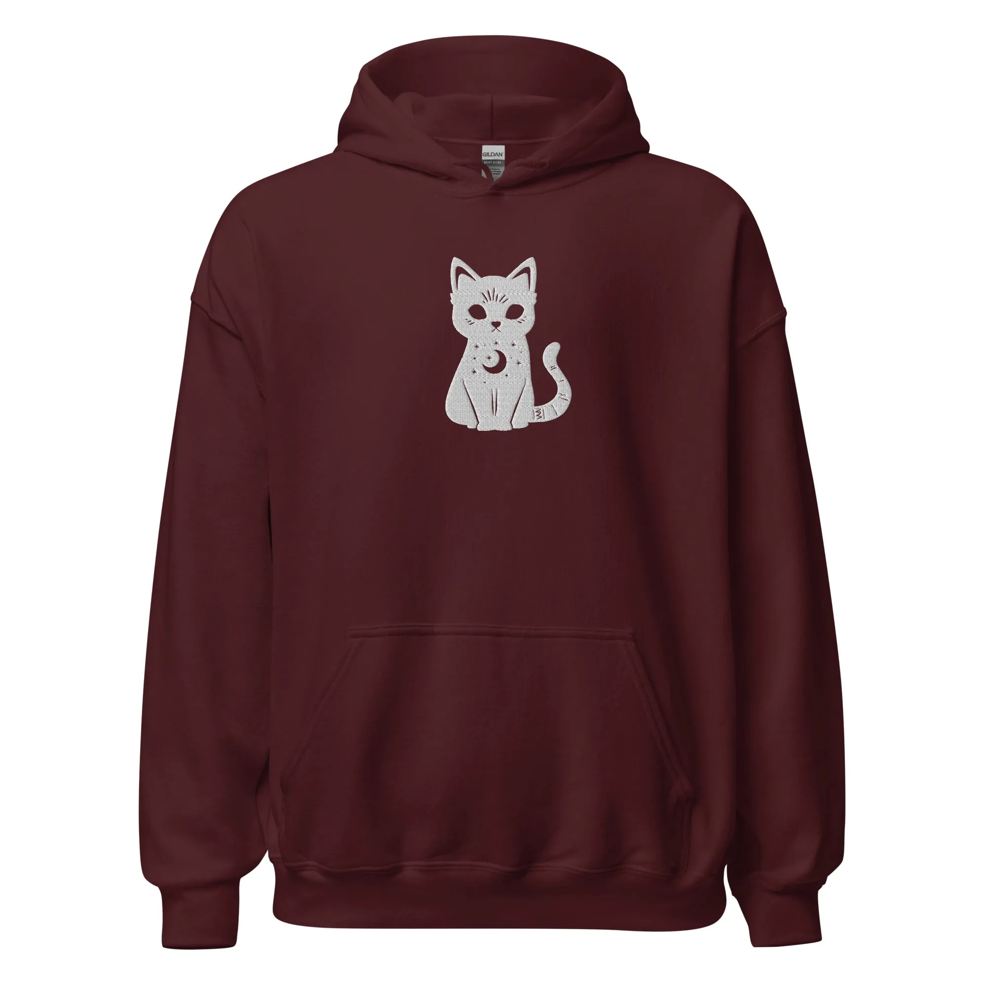 Celestial Cat Embroidered Hoodie
