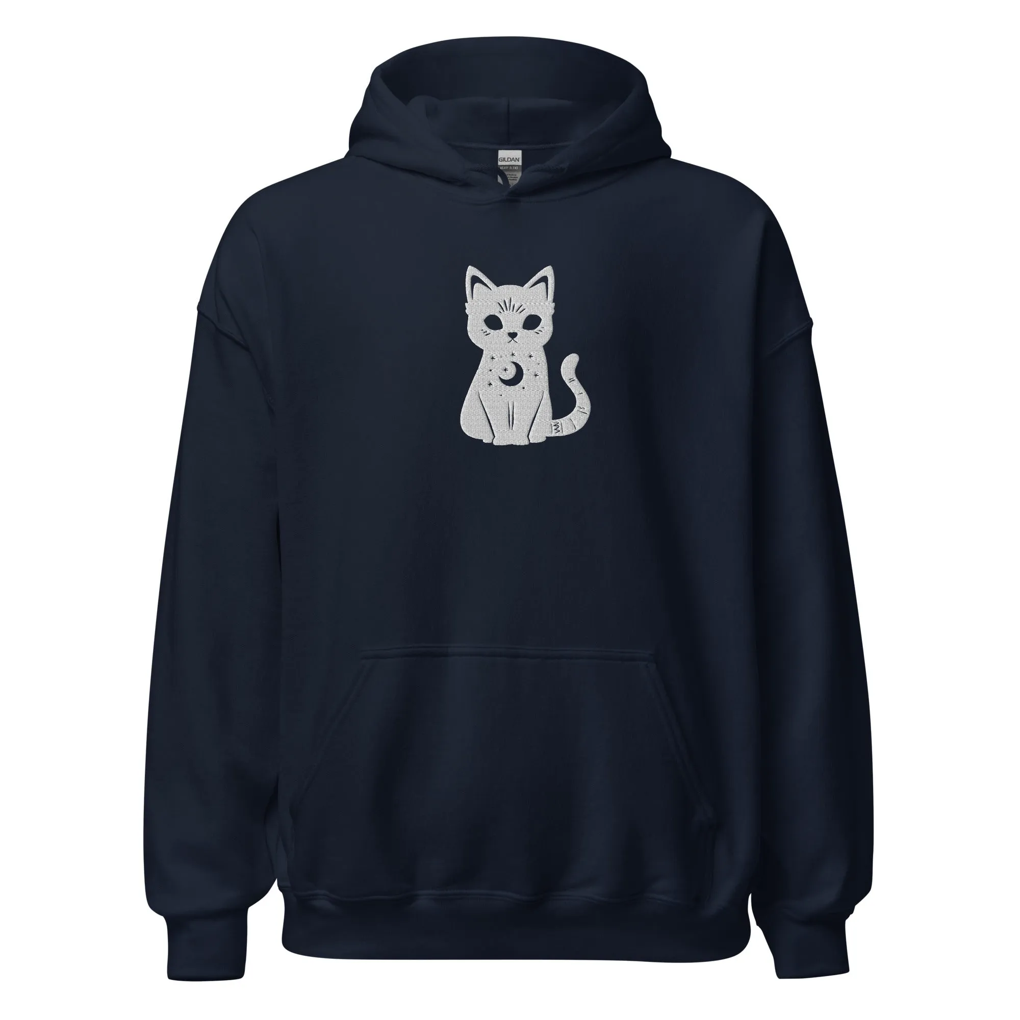 Celestial Cat Embroidered Hoodie