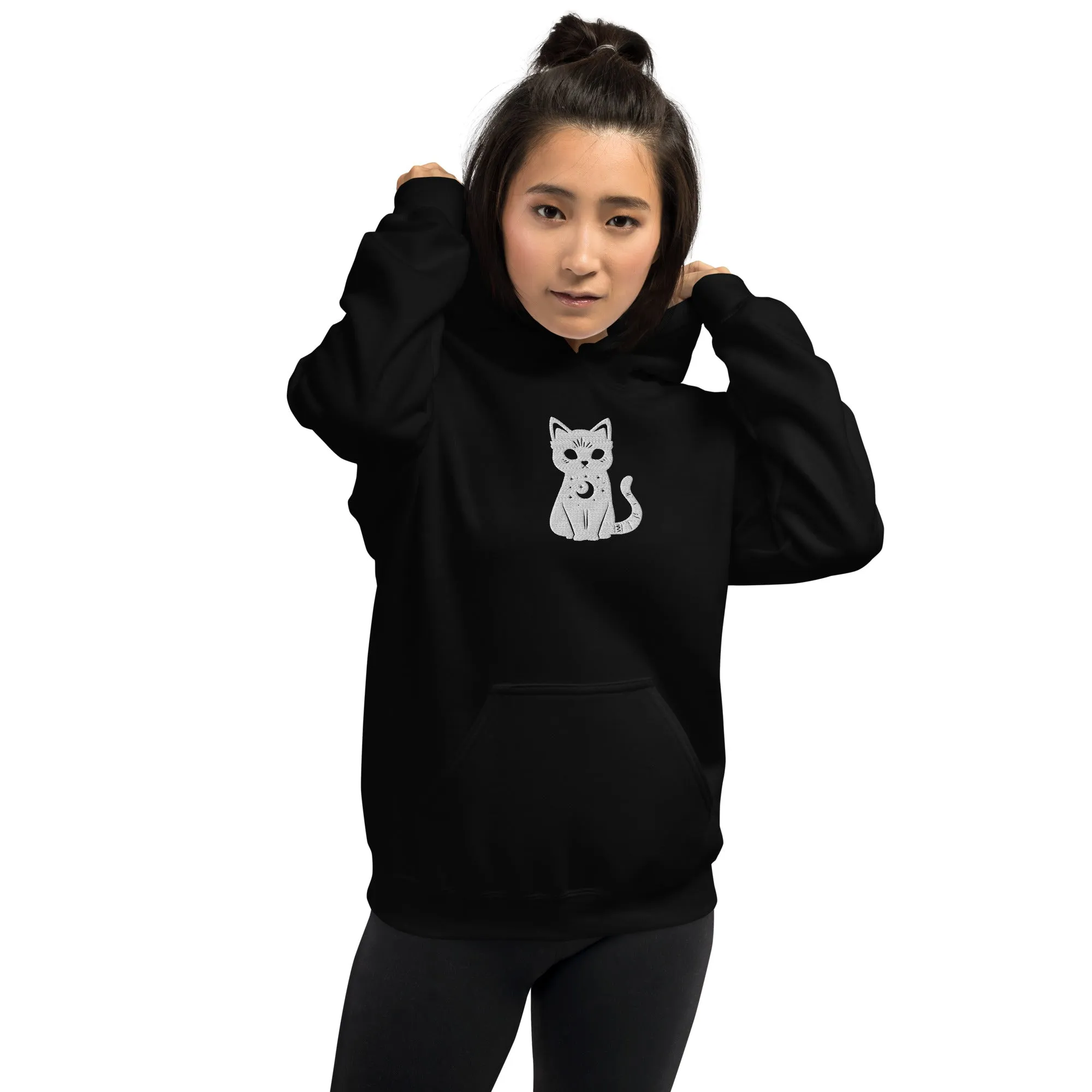 Celestial Cat Embroidered Hoodie