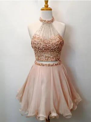 Charming  Two Pieces Beading Short Cheap Homecoming Dresses Online, CM572