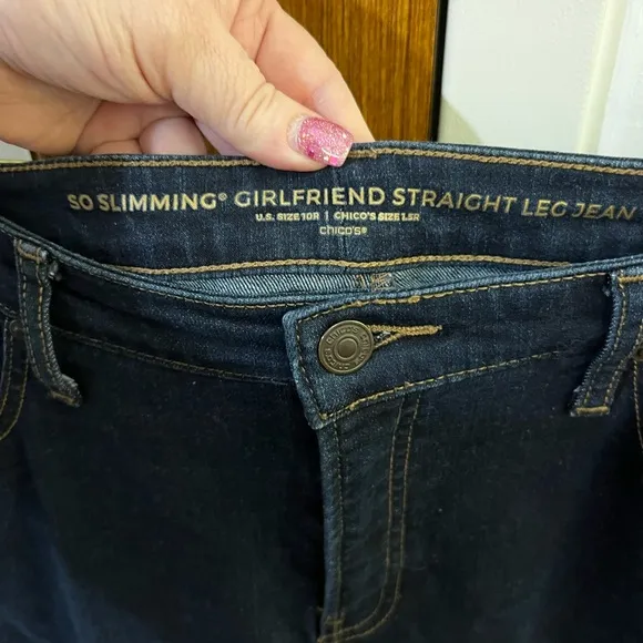 Chico's So Slimming Girlfriend Straight Leg Jeans Size 10R