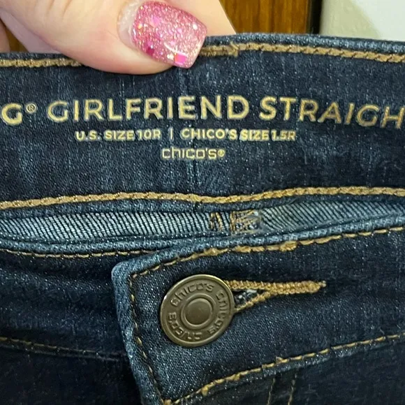 Chico's So Slimming Girlfriend Straight Leg Jeans Size 10R