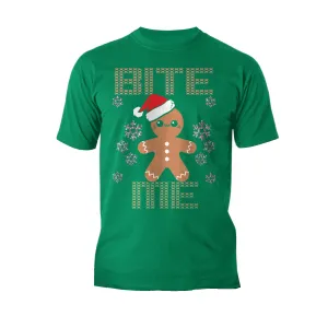 Christmas Gingerbread Man Bite Me Snowflake Meme Cute Fun Men's T-Shirt