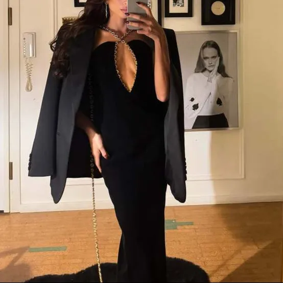 Cleo Plunging Chain Bandage Maxi Dress